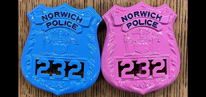 NPD officers recognize autism and breast cancer with colored badges